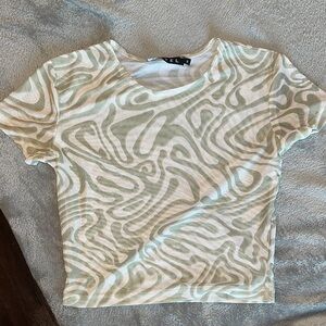 Motel Rocks Swirl Pattern Top in Green and White